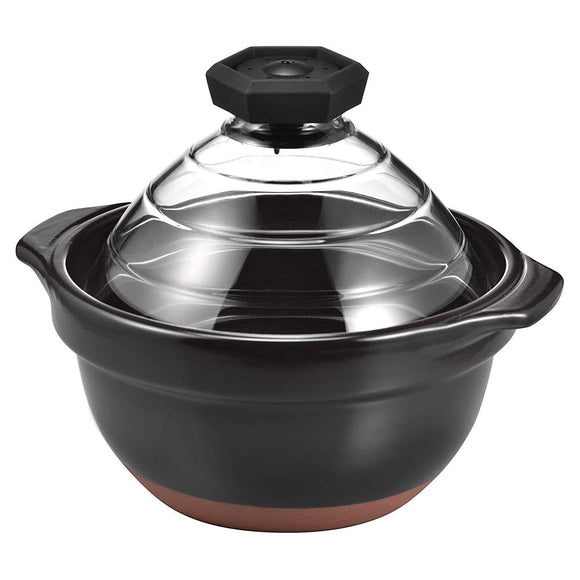 HARIO GNR-200-B Rice Pot with Glass Lid, 2-3 Cup