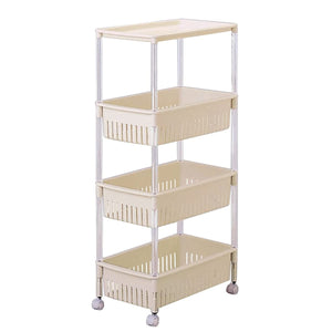 Sanko Plastic Gap Storage Beige Approx. Width 29 x Depth 47 x Height 95 cm Table Wagon 4 Levels Wide Long