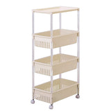 Sanko Plastic Gap Storage Beige Approx. Width 29 x Depth 47 x Height 95 cm Table Wagon 4 Levels Wide Long