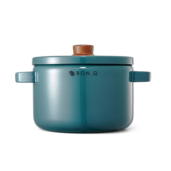 BONIQ Enameled Pot, Casserole 8.7 inches (22 cm), 1.6 gal (5.6 L), Smoky Blue