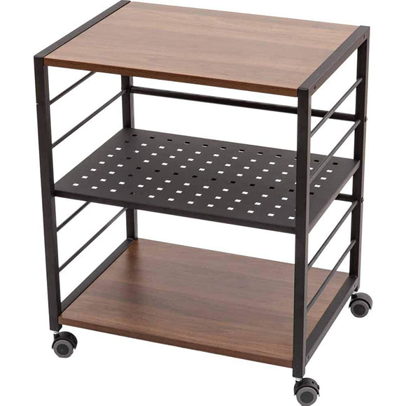 Iris Plaza Desk Side Rack Side Wagon 3 Tiers With Casters Natural White Brown Black 53 × 40 × 63cm