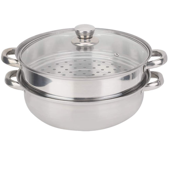 Steamer, Stainless Steel Cookware 10.6 inches (27 cm) 11 in (27 cm) 2 Layer Steamer Pot Rice Cooker Double Boiler Soup Steamer