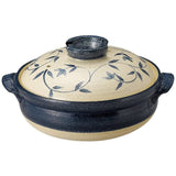 Sanpottery 13686 Banko Ware Earthenware Pot (Deep Pot), No. 9, For 4 to 5 People, Kuresu Arabesque Blue