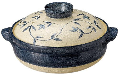 Banko Ware 13685 Earthenware Pot (Deep Pot), No. 8, 2-3 People, Kuzu Arabesque