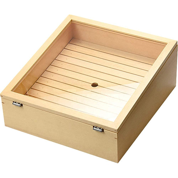 Yamako Tilt Box, Made in Japan, Flexible Lid, 14.4 x 15.6 x 6.5 inches (36.5 x 39.5 x 16.5 cm), Commercial Use, Wood, White Wood