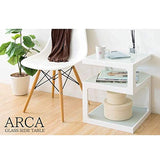 Miyatake Seisakusho ST-403 WH ARCA Side Table, Width 15.7 x Depth 15.7 x Height 20.7 inches (40 x 40 x 52.5 cm), White, 3-Tier Glass