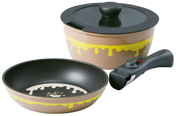 Skater ANFP2-A Detachable Handle Pot Frying Pan, Set of 4 (Pot, 7.9 inches (20 cm), Frying Pan, 7.9 inches (20 cm), Lid Handle, 4-Piece Set, Induction Compatible, Disney Winnie the Pooh