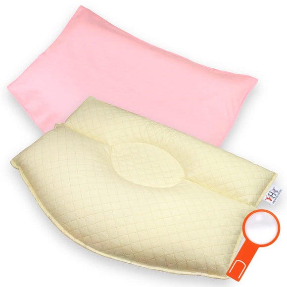 Kaneyan's Chiropractor Pillow for Relieving Stiff Shoulders, Supervised by Masaichi Kaneda, Patent No. 4345949, Made in Japan, 100% Cotton Cover, Bookmark Shaped Loupe (Pink)