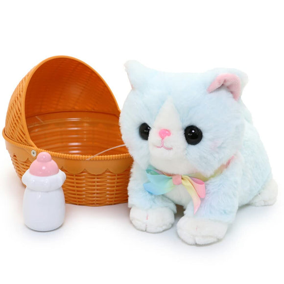 Mother Garden Touch Up Cat Sky Blue Mantican & Basket (Moving Plush Toy, Cat, Fluffy, Toy, Cat, Plush Toy, Move)