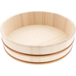 TIKUSAN Wooden Hangiri Sushi Rice Mixing Tub PP Band Japanese Sushi Bowl Sushi Oke (10.6 inch)