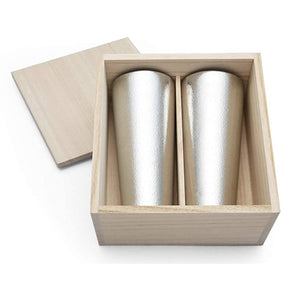 [Nosaku Japanese Paper] Beer Cup - L Set of 2 in Paulownia Box