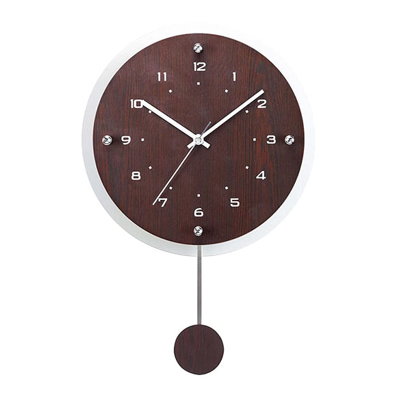 Mag Wall Clock, Radio Clock, Pendulum, Analog, Antille, Night Second Hand Stop Function, Wood Grain, Brown