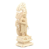 Wooden sculpture BUDDHA of Fudo Myo King SQUARE BASE Flame Light 6.0 Dimension Hinoki