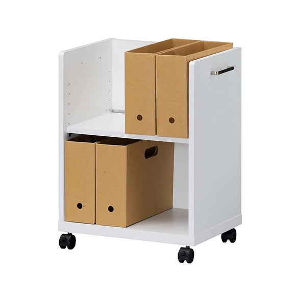 Shirai Sangyo OF2-6045P Office Co2 Side Wagon Rack, White, 4 Casters, Width 17.7 inches (45 cm), Height 23.2 inches (59.2 cm), Depth 13.6 inches (34.3 cm)