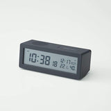 MUJI 82136968 Digital Radio Clock with Loud Alarm Function, Table Clock, Black