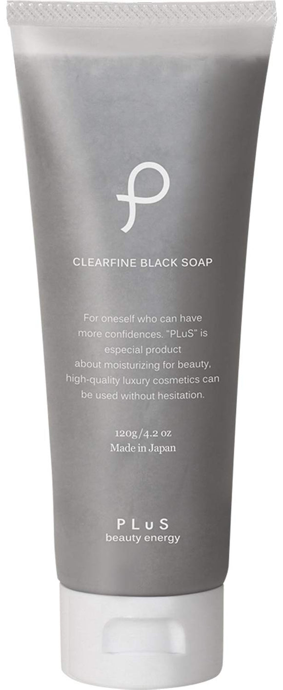 PLuS Clear Fine Black Soap 120g [Tube Type] Charcoal Men's Face Wash Foam Women's Facial Cleanser Pore Care Dense Foam Pore Countermeasure Square Plug Sebum Sweat Sensitive Skin Face Wash Soap Charcoal Silk Hyaluronic Acid Collagen (Orange Scent) (120g)