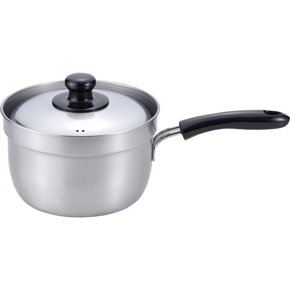 Wahei Freiz Enzo EM-007 Tsubamesanjo Dish Resistant Single Handle Pot, 7.1 inches (18 cm), Lid Included, Stainless Steel, Induction and Gas Compatible, Made in Japan