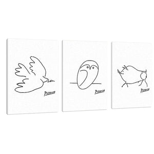 CREA Art Panel, Picasso, Set of Multiple Items, Wall Hanging, Interior, Painting, Modern Design, Neat Simple, Stylish, Cute, White, Entryway, Living Room, Animals, Luck, Happy, Pig, Owl & Luck