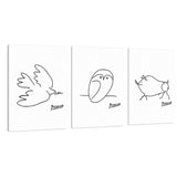 CREA Art Panel, Picasso, Set of Multiple Items, Wall Hanging, Interior, Painting, Modern Design, Neat Simple, Stylish, Cute, White, Entryway, Living Room, Animals, Luck, Happy, Pig, Owl & Luck