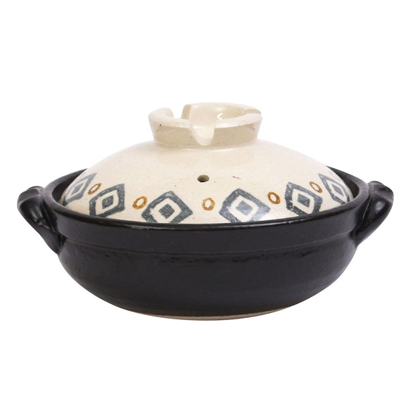 Maruyoshi Ceramic Pot, No. 6, Indigo Rhombus Pattern M1485