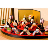 Ryukodo 1-344 Hinamatsuri Dolls with Fans, 3-Tier Warabe, 10 People, Width 17.7 x Depth 9.3 x Height 5.3 inches (45 x 23.5 x 13.5 cm), Folding Screen 3.5 inches (9 cm), Base 1.8 inches (4.5 cm)