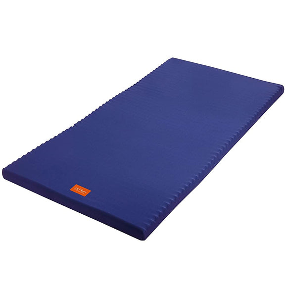 Nishikawa JC22009414 Any Mat, Double, High Resilience, Wave Construction, Breathable, Can Be Used on Bed or Floor, Washable Side Fabric, Foldable, Storage Belt Included, Drape, Blue