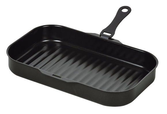Pearl Metal HB-2590 Sera Cooking Handle Square Grill Pan, 11.8 x 7.1 inches (30 x 18 cm), Wave, Made in Japan