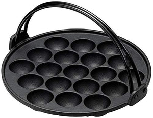 Ishigaki Sangyo Iron casting takoyaki machine 19 holes Width 24 x Depth 22.2 x Height 4.7 cm DL Direct fire cassette stove compatible Black with vine