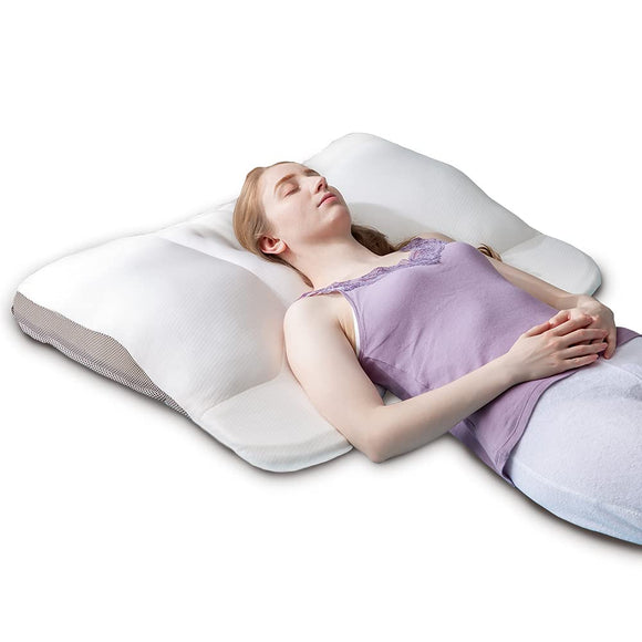 Iris Plaza Pillow, Neck Curve Shape, Comfortable Sleep, Stiff Shoulders, Memory Foam, Ultra-Wide, Adjustable Height, Head to Back Support, Fit, Sweat Resistant, Armrest Included, Body Pressure Dispersion,