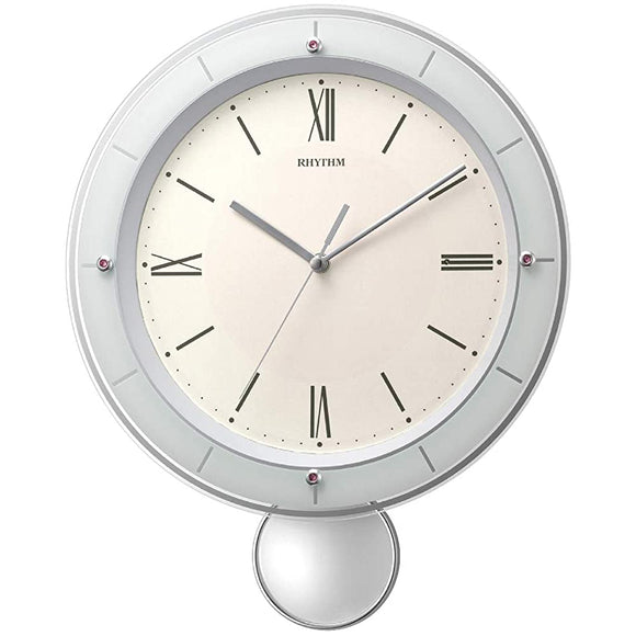 RIZUMU Watch Industry (Rhythm) Wall Clock Pink 34.7x28x6.4 CM Atomic Analog Continuous Second Hand Decor Pendulum Small Model 8MX408SR13