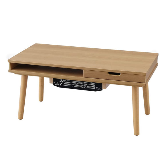 Iris Ohyama IKT-SA0840LBR Kotatsu Table with Storage, Low Type, Width 31.5 x Depth 15.7 x Height 15.2 inches (80 x 40 x 38.5 cm), Light Brown