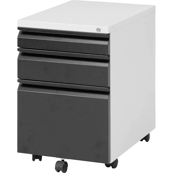 Fuji Boeki 84710 Cabinet Desk Wagon, 3 Tiers, Width 15.6 inches (39.5 cm), Black with Casters, Keys, A4 Compatible