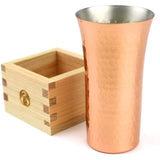 PEAKS&TREES Hammered Copper Tumbler, Cypress, Goshimasu Japanese Sake Cold Sake Cup with Grate Set, Large, Made in Tsubamesanjo, Made in Japan, Sake Container, Presentation Box, Beer, Cup, Glass, Outdoor, Peaks & Trees