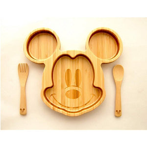 FUNFAM fan fan bamboo tableware Mickey mouse face plate set MICF-2019-01