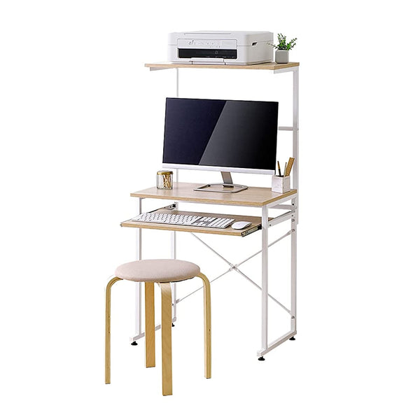 Iris Ohyama TDK-6042 Desk, Office Desk, PC Desk, Width 23.6 x Depth 16.5 x Height 50.0 inches (60 x 42 x 127 cm), Computer Desk, Work Desk, Assembly Required, Light NaturalWhite