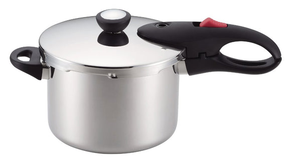 PEARL METAL NEO HB-1735 One-Handed Pressure Cooker, 1.3 gal (4.5 L), Induction Compatible, Recipe Included, Lightweight, Single Layer
