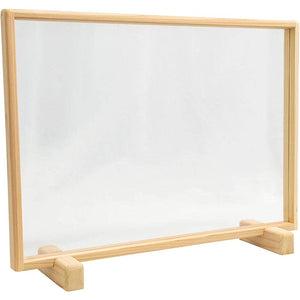 Partition Made in Japan, Wood, Tabletop, Transparent Impact Shield, Domestic Sunlight Cedar Wood, Approx. 20.1 x 14.2 inches (51 x 36 cm), For Restaurants, Facilities, Places Who Do Not Want To Break