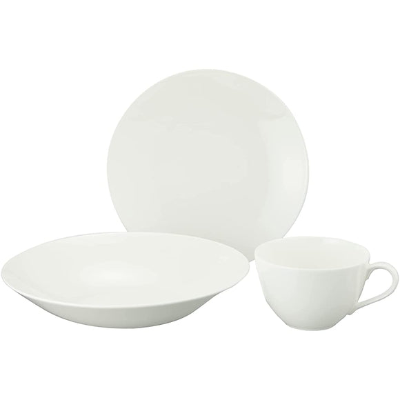 Narumi 51326-23357 Dinnerware Set, White Collection, For 1 Person, 3-Piece Starter Set, Microwave Warming, Dishwasher Safe