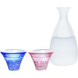 Cold Sake Set Good Fortune Sake Cup Mt. Fuji Sake Bottle and Cup Set contained in Gift Box Made in Japan Dishwasher Safe 1.2 fl oz (35 ml) x 2, Sake Bottle 9.1 fl oz (270 ml) G639-M76