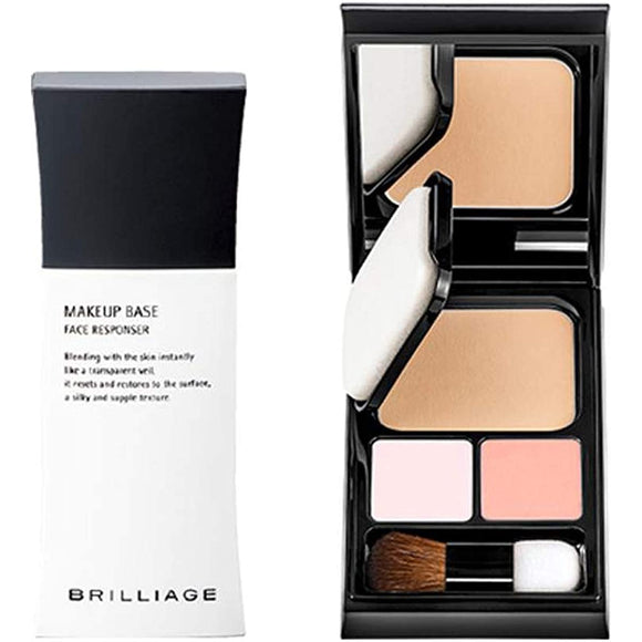 Brilliage Makeup Base + Confident Touch Second Skin (40 for standard skin) Set [Makeup Base] SPF25・PA++ [Foundation] SPF50・PA++++ [Cheek Color] Mango Honey [Brand produced by Chiaki Shimada]