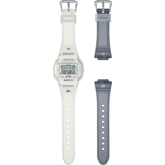 [Casio] Babygie Watch KIRSH Collaboration Model BOX Set with Replacement Band BGD-565KRS-7JR Women's White Skeleton