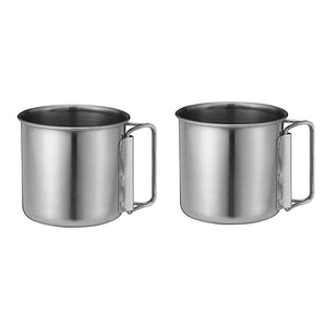 Stainless Steel Cups, Stainless Steel Mugs, Set of 2, Set of 2, Outdoor Use, Dedicated Pouch Included, 8.5 fl oz (250 ml), Single Mug, Folding Handle