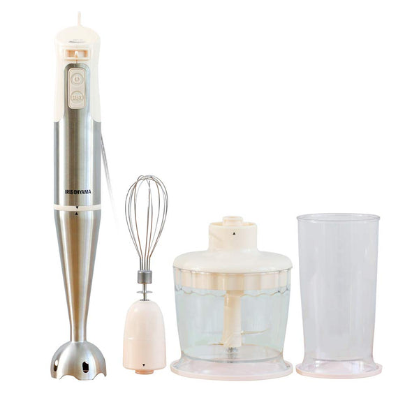 Iris Ohyama HBL-200-C Hand Blender, Hand Mixer, Baby Food, 4 in 1, Crush, Squishy, Whisk, Ivory