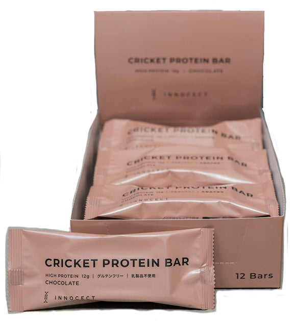 INNOCECT Cricket Protein Bar Chocolate Flavor High Protein 12g Low Sugar 7g Dietary Fiber 5g Sustainable Protein Bar 40g x 12 Bags
