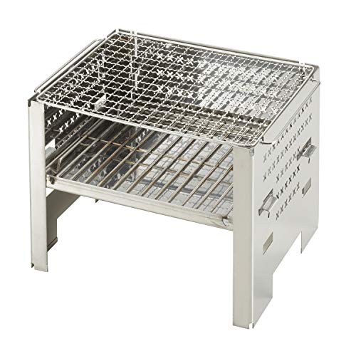 BUNDOK BD-404 Bonfire Grill, Camping, Stove, Stainless Steel, Approx. 10.2 x 11.4 x 7.1 inches (260 x 290 x 180 mm)