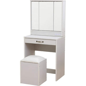 Iris Plaza Mirror, Dresser, White, Compact, Chair, Vanity Stand, Three-Sided Mirror, Makeup Stand