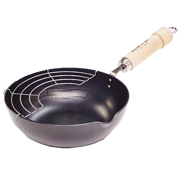 River Light Japanese One-Handed Tempura Pot, Frying Pan, Kyoku Japan, Black