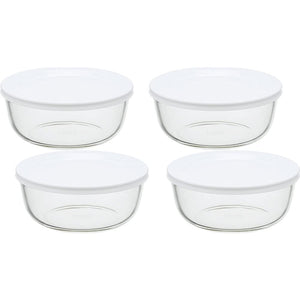 Iwaki KBC4150-W1 Pack Bowl Heat-Resistant Glass Storage Container, M, 27.1 fl oz (800 ml) x 4 Piece Set