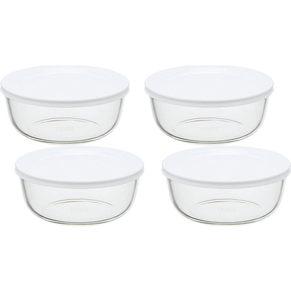 Iwaki KBC4150-W1 Pack Bowl Heat-Resistant Glass Storage Container, M, 27.1 fl oz (800 ml) x 4 Piece Set