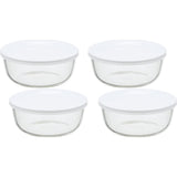 Iwaki KBC4150-W1 Pack Bowl Heat-Resistant Glass Storage Container, M, 27.1 fl oz (800 ml) x 4 Piece Set